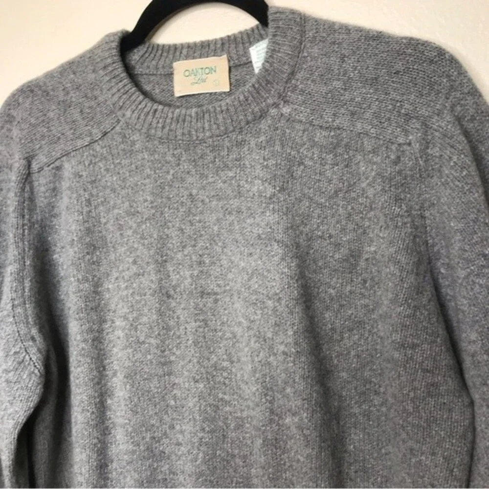 Vintage Oakton Ltd Wool Blend Gray Marled Crew Neck Long Sleeve Sweater Large